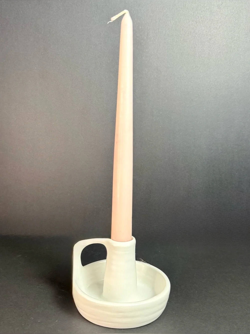 IKEA GODTAGBAR Candlestick Candle Holder with Handle Ceramic White 8 cm 3